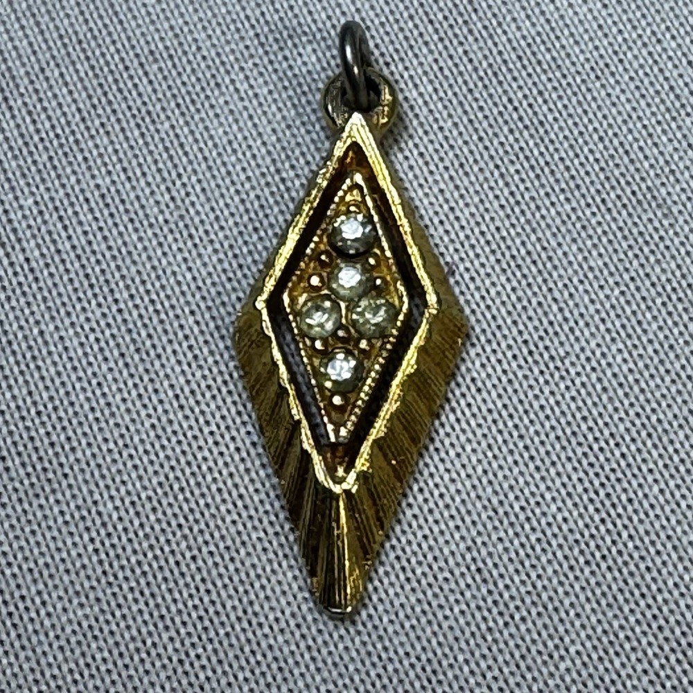 Gold Tone Art Deco Diamond Shaped Pendant
